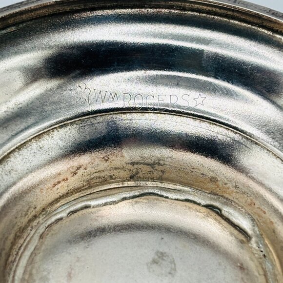 Vintage WM Rogers Silverplate Creamer Sugar Set Lid Spoon Ornate Handles Tarnish - Picture 10 of 11